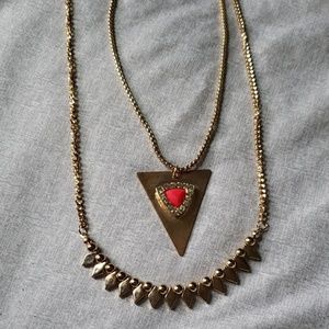 Gold-Colored Necklace with Triangle Pendant